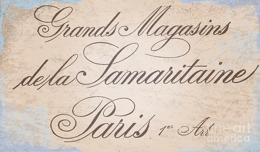 Vintage Paris Script Sign Painting by Mindy Sommers