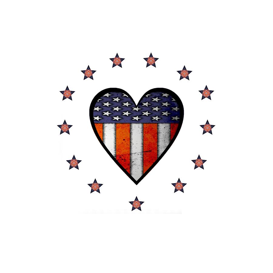 Vintage Patriotic Heart Digital Art by Mark Kiver