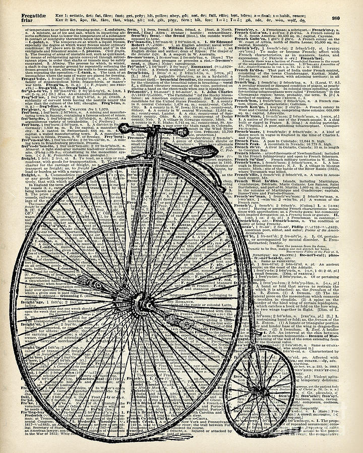 Vintage Digital Art - Vintage Penny Farthing bicycle by Anna W