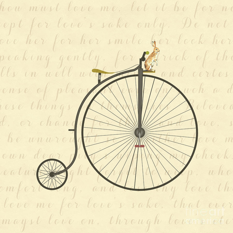 Vintage Penny Farthing Bunny Digital Art by Leah McPhail