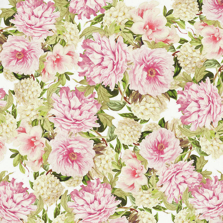 Vintage Peonies And Hydrangeas Photograph by Sylvia Cook