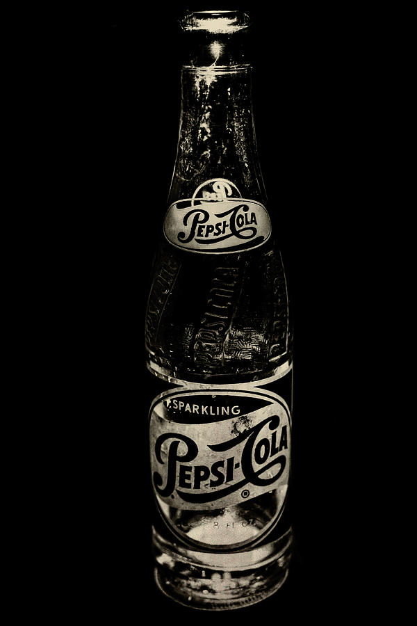 Vintage Pepsi Bottle Black and White Photograph by Terry DeLuco