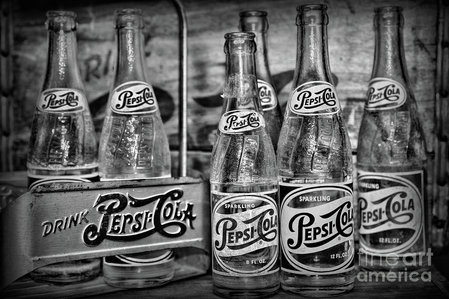 Vintage Pepsi Metal Carrier black and white Photograph by Paul Ward