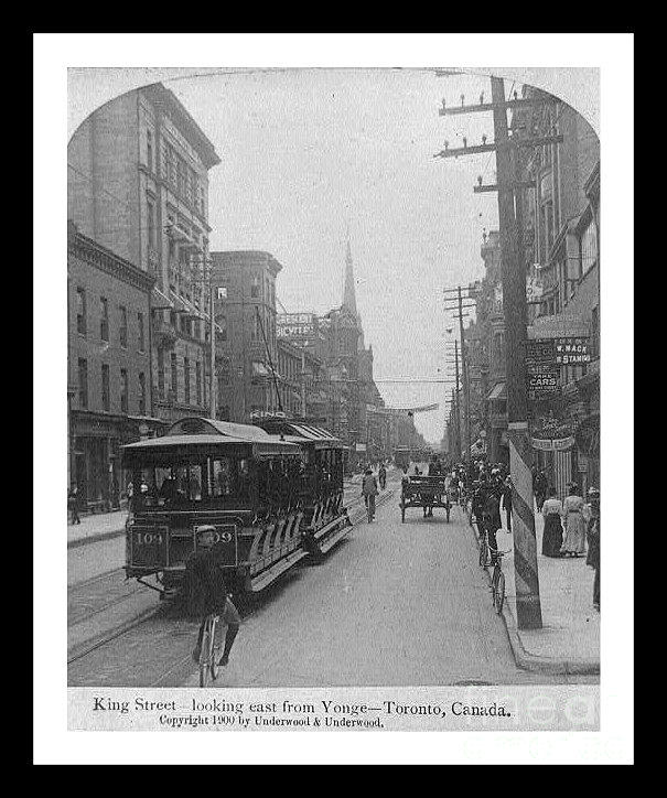 Black And White Photograph - Vintage photograph of King Street in Toronto Ontario Canada by Pd