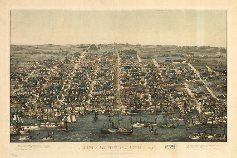 Alexandria Drawing - Vintage Pictorial Map of Alexandria VA  by CartographyAssociates