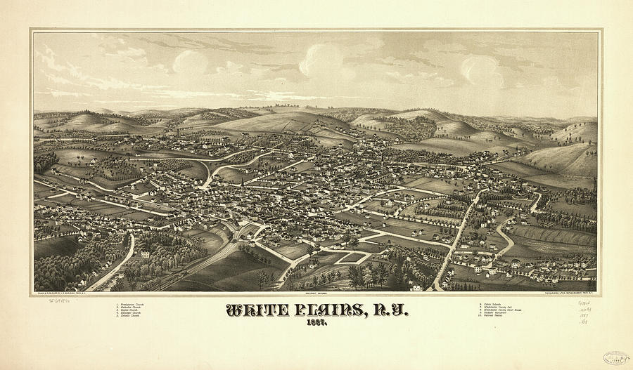 White Plains Drawing - Vintage Pictorial Map of White Plains NY - 1887 by CartographyAssociates White Plains Drawing - Vintage Pictorial Map of White Plains NY - 1887 by CartographyAssociates