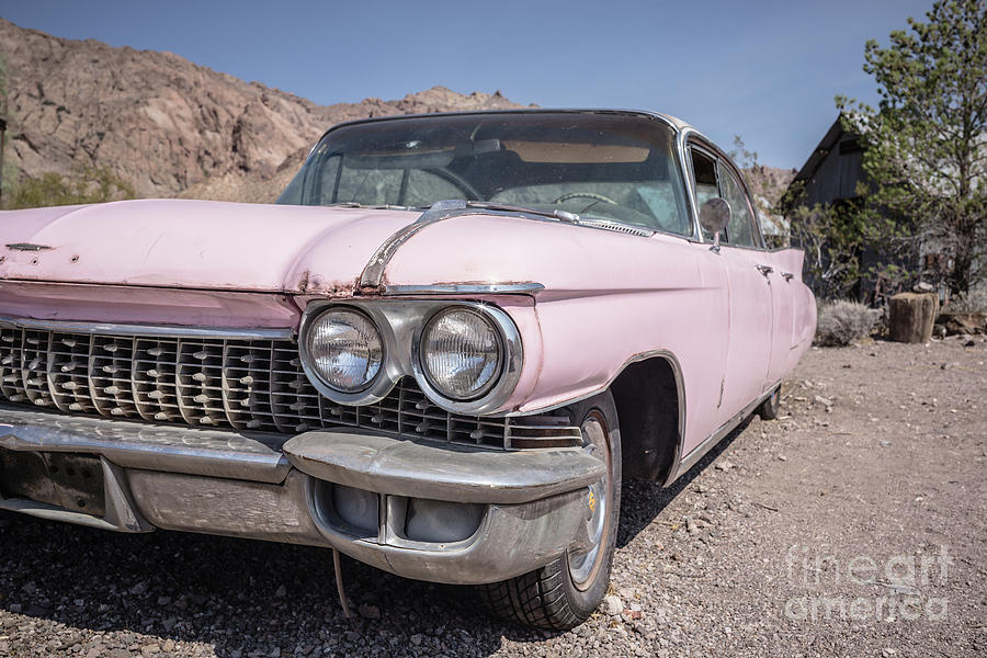 Vintage Pink Cadillac in the Nevada Desert Photograph by Edward Fielding