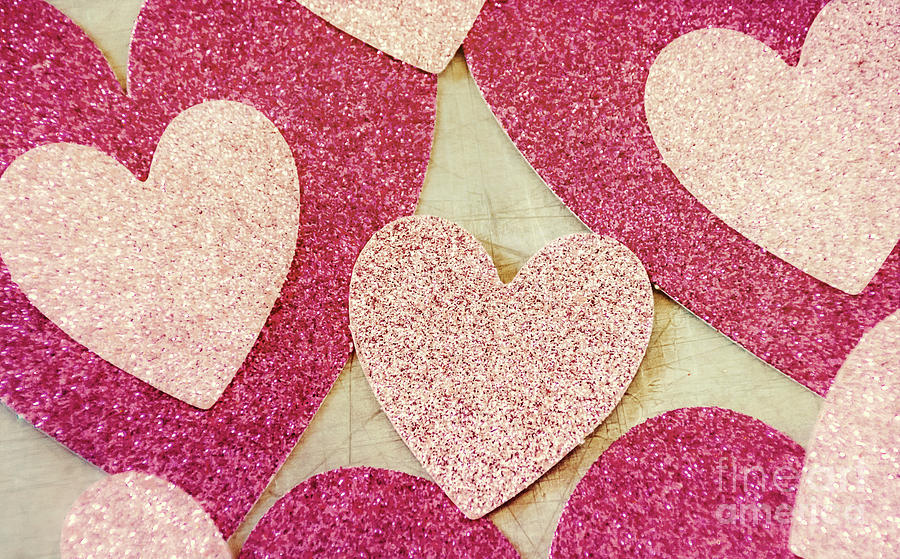 Vintage Pink Glitter Hearts Photograph by Andrea Anderegg
