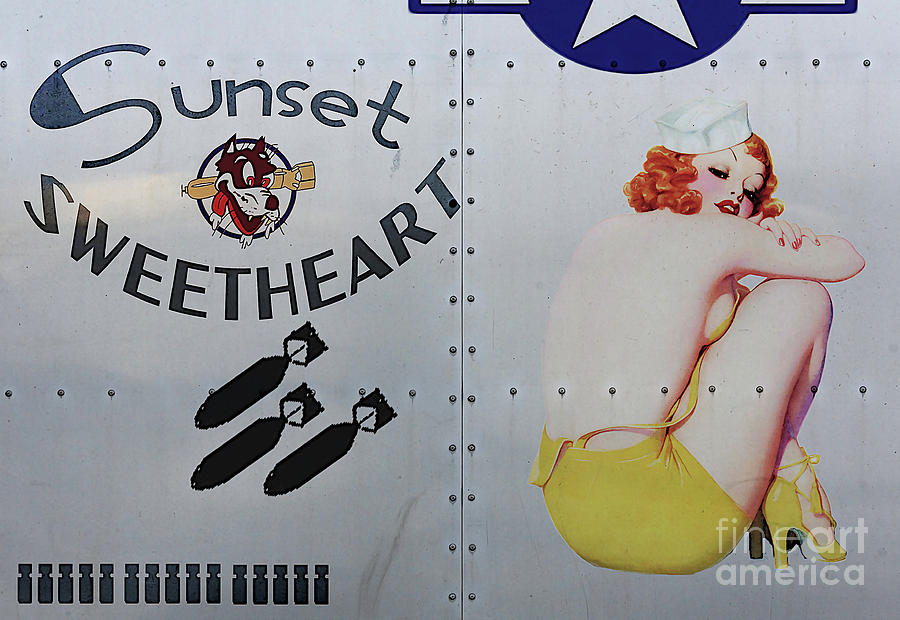 Vintage Pinup Digital Art - Vintage Pinup Nose Art Sunset Sweetheart by Cinema Photography