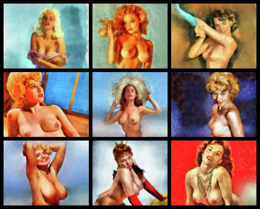 Vintage Painting - Vintage Pinups by Frank Falcon by Esoterica Art Agency