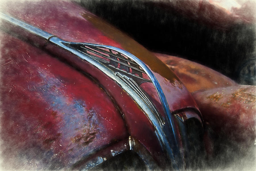 Vintage Photograph - Vintage Plymouth Hood Ornament Digitally Painted by Nick Gray