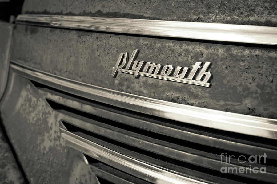 Vintage Plymouth Nameplate Photograph by Edward Fielding