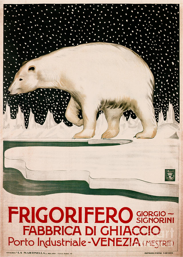 Polar Bear Painting - Vintage Polar Bear Italian Advertising by Mindy Sommers