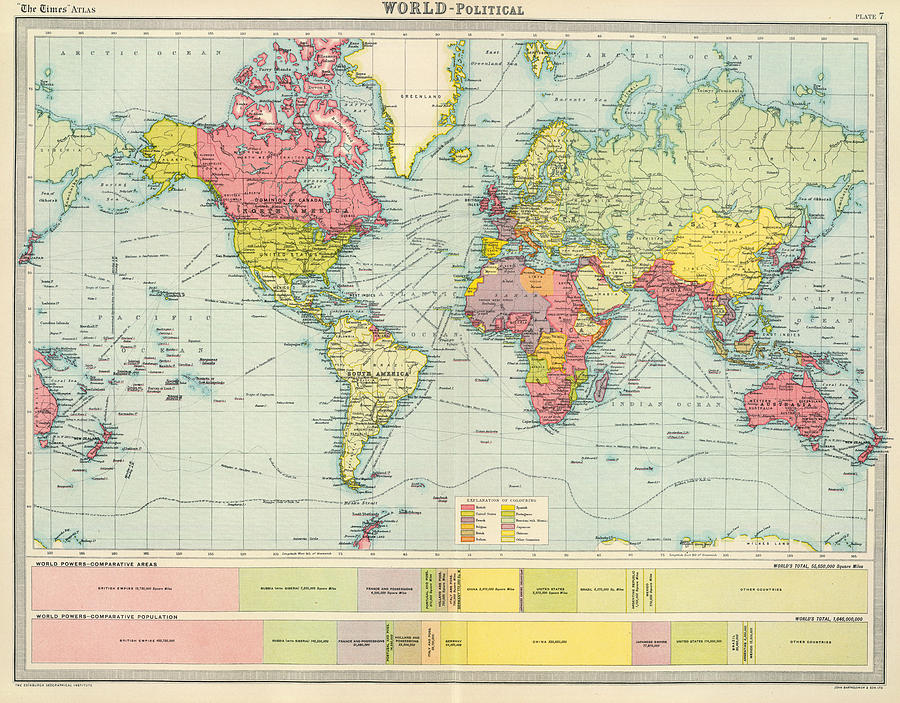 Vintage Political Map Of The World 1922 Cartographyassociates 