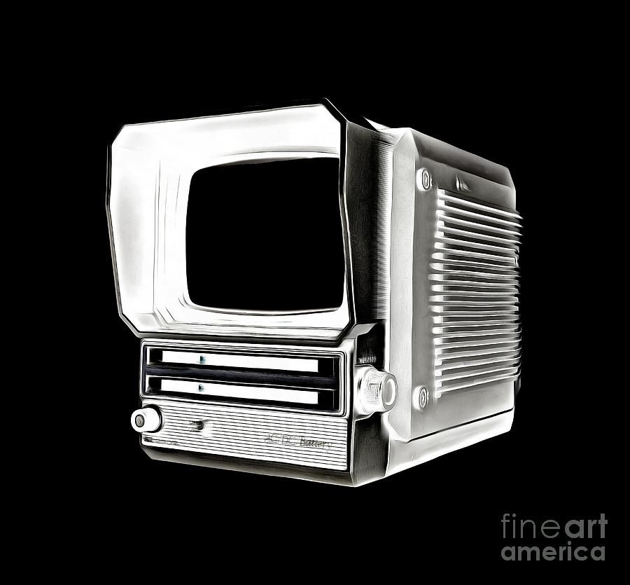 Vintage Portable Television Tee Digital Art by Edward Fielding
