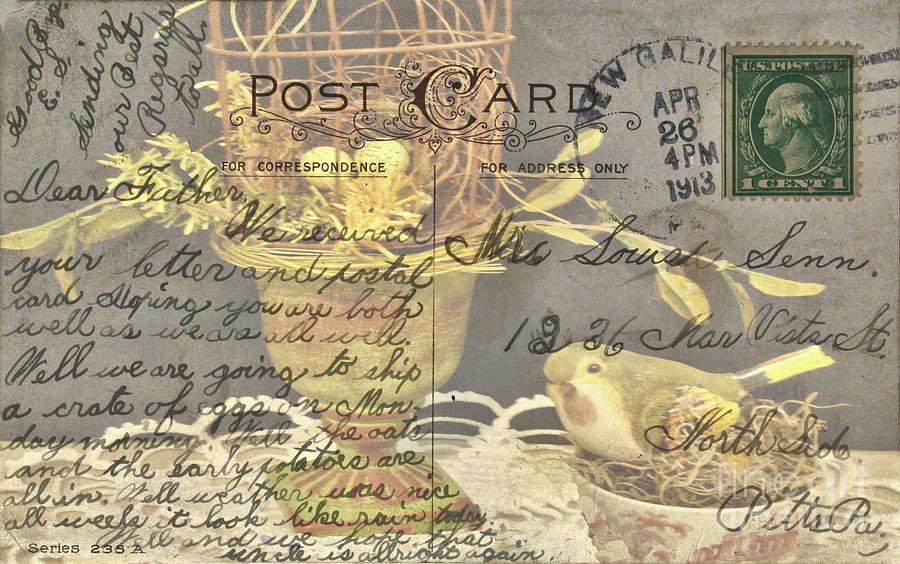 Vintage Post Card from 1913 Photograph by Janette Boyd