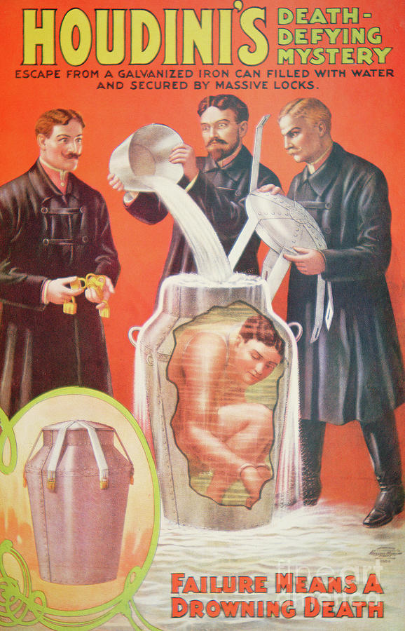 Vintage Poster advertising Houdini Painting by American School