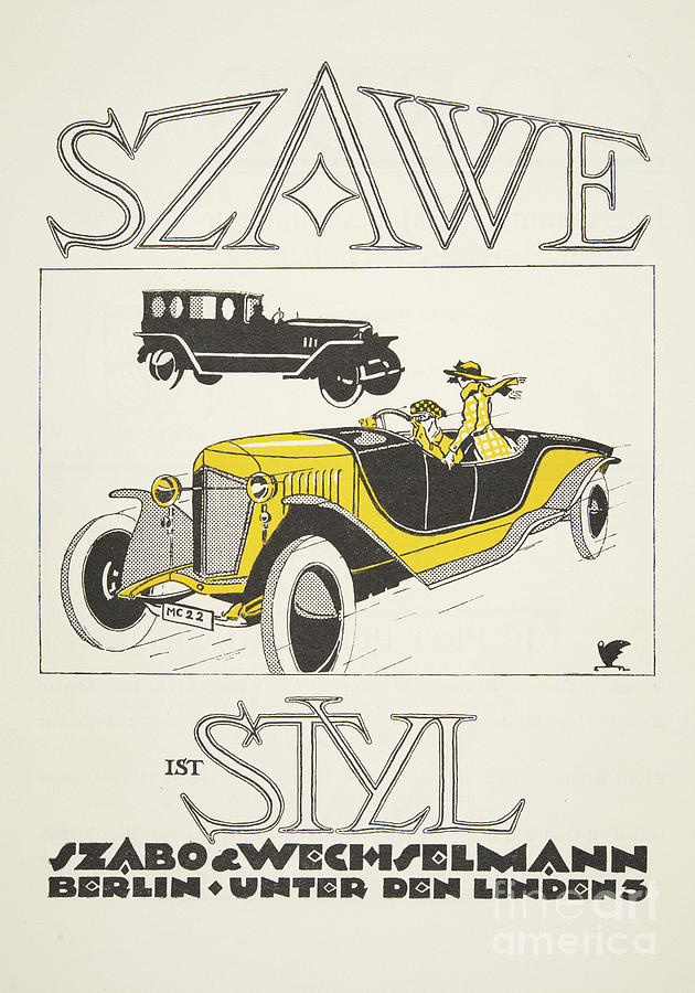 Vintage Poster Depicting Classic Car from the Twenties Drawing by German  School - Fine Art America