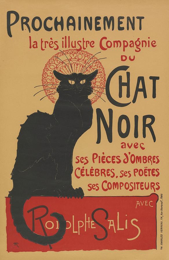 Vintage Poster for the tour of Le Chat Noir Painting by Alexandre Steinlen