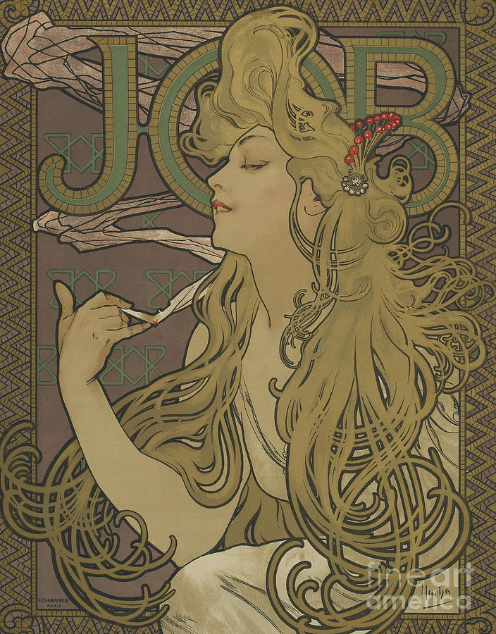 Vintage Poster Job, 1896 Painting by Alphonse Marie Mucha