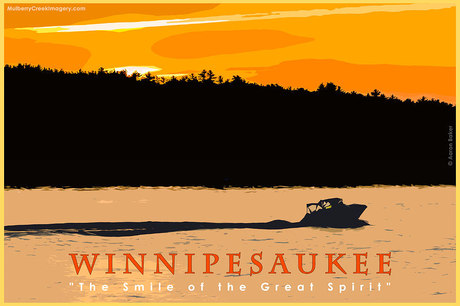 Vintage Poster Lake Winnipesaukee Photograph by Aaron Baker - Fine