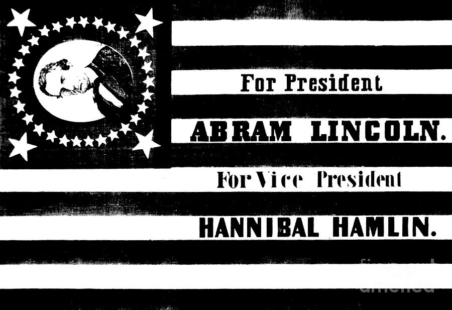 Vintage Presidential Campaign flag of Abraham Lincoln for President Drawing by American School