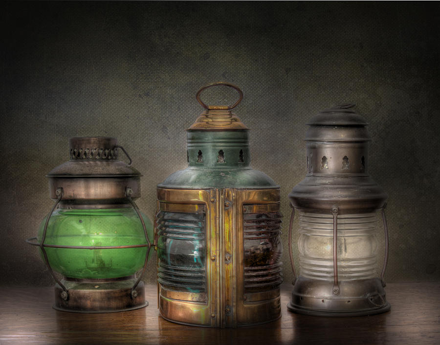 Vintage Railroad Oil Lamps Photograph by David and Carol Kelly