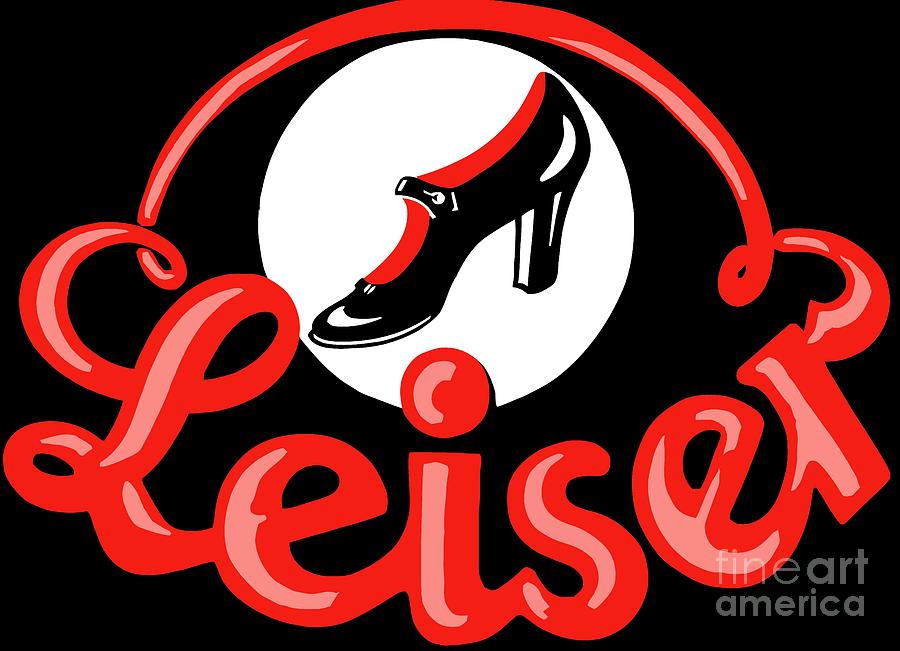 Vintage red black and white ladies shoes advertising Digital Art by Heidi De Leeuw