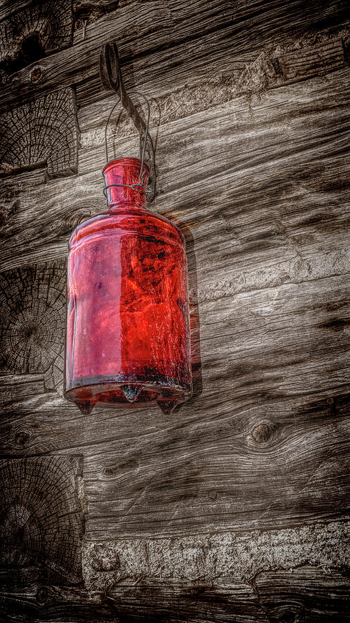 Vintage Red Bottle Photograph by Ann Powell