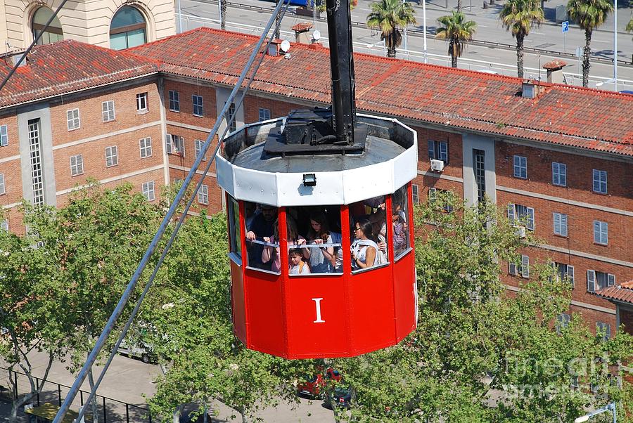 Vintage red cable car in Barcelona Photograph by David Fowler