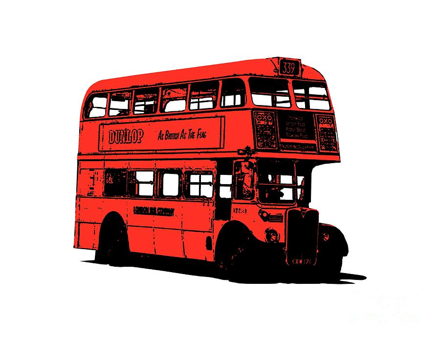 Vintage London Red Double Decker Bus Signed Picture