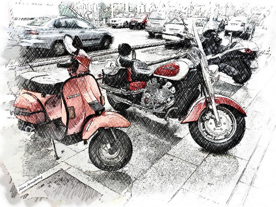 Vintage Red Vespa Classic Motorbike Digital Art By Alan Armstrong Vintage Red Vespa Classic Motorbike Digital Art By Alan Armstrong