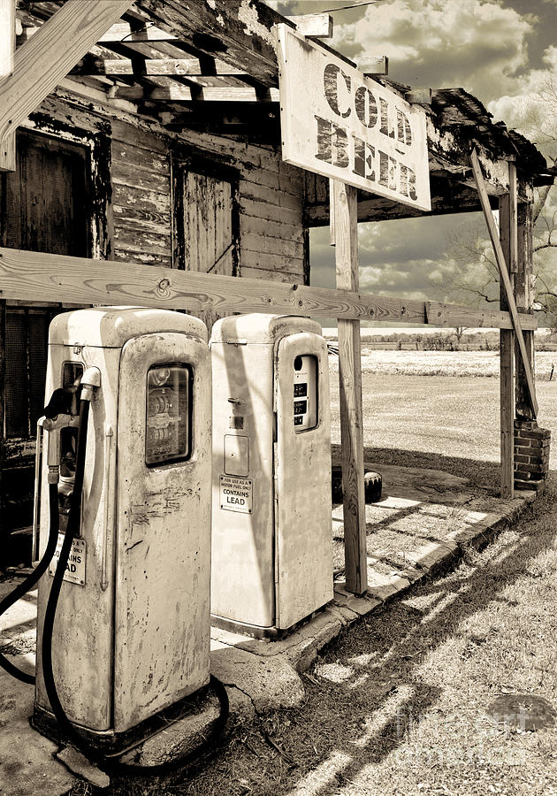Vintage Retro Gas Pumps Painting
