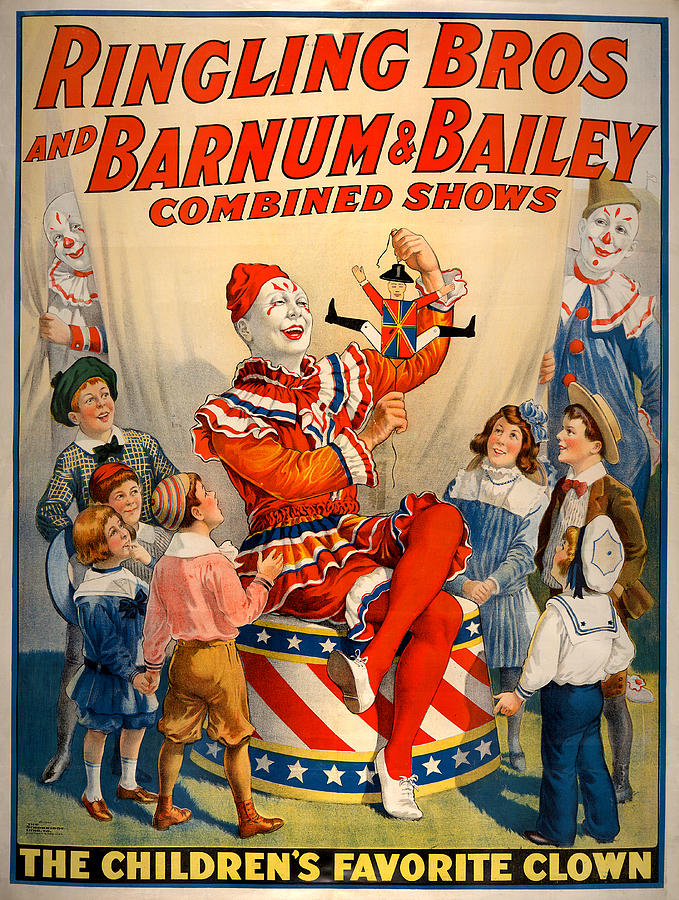 Barnum & Bailey Vintage USA Circus advertising Reproduction poster Wall art. 