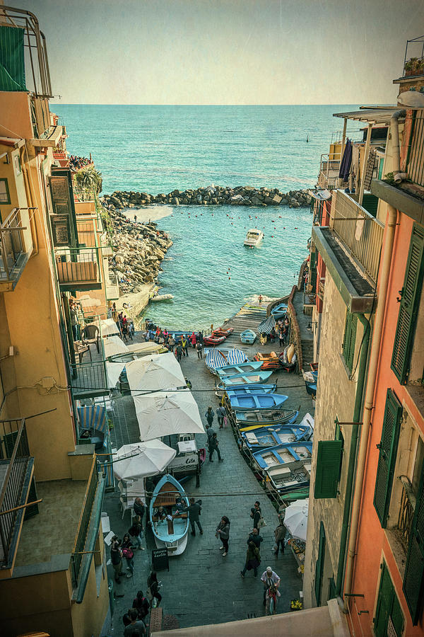 Vintage Riomaggiore Cinque Terre Italy Photograph by Joan Carroll