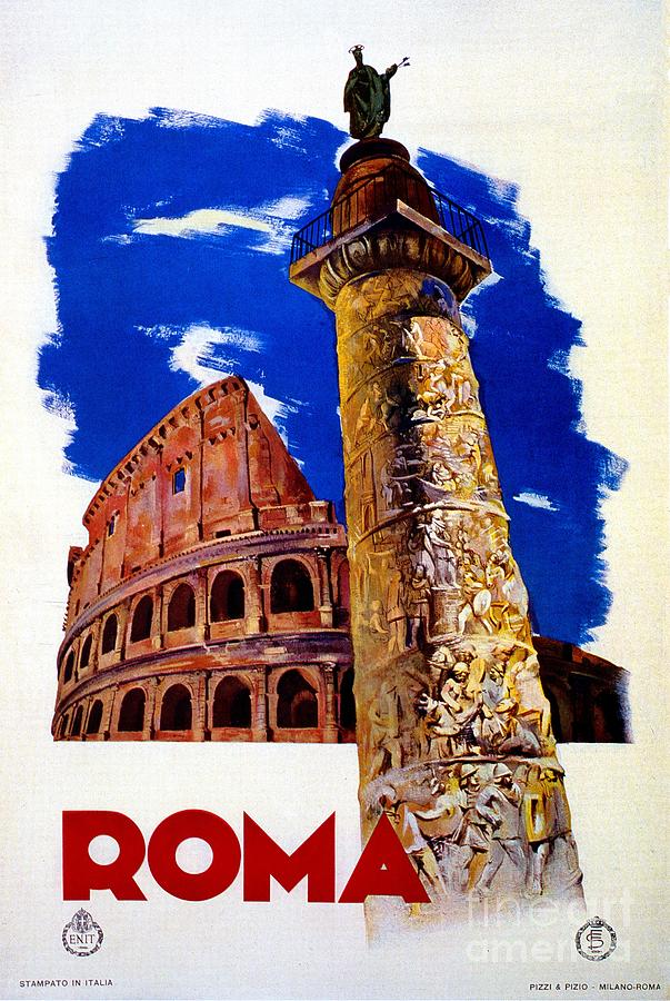 Vintage Roma Rome Italian travel Poster Digital Art by Heidi De Leeuw