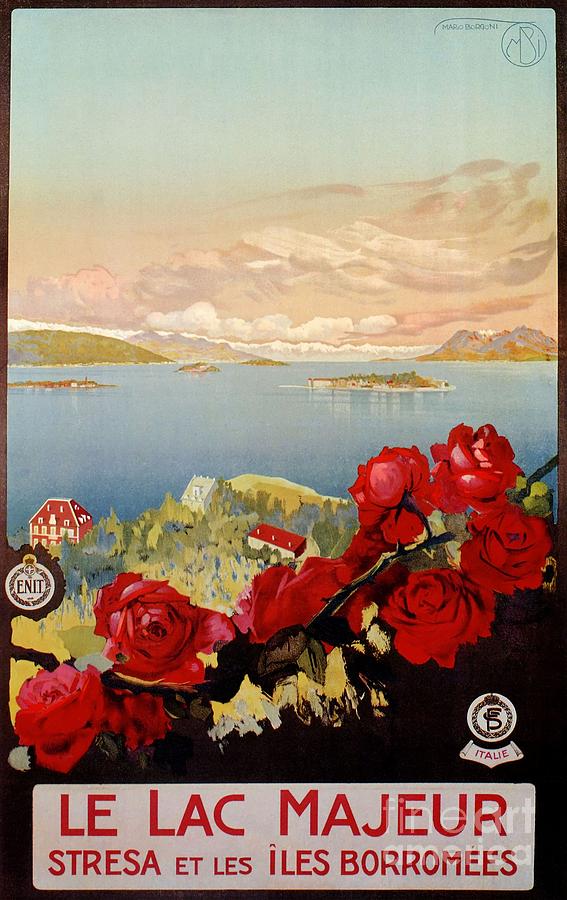 Vintage Digital Art - Vintage romantic Lake Maggiore Italian Travel  by Heidi De Leeuw