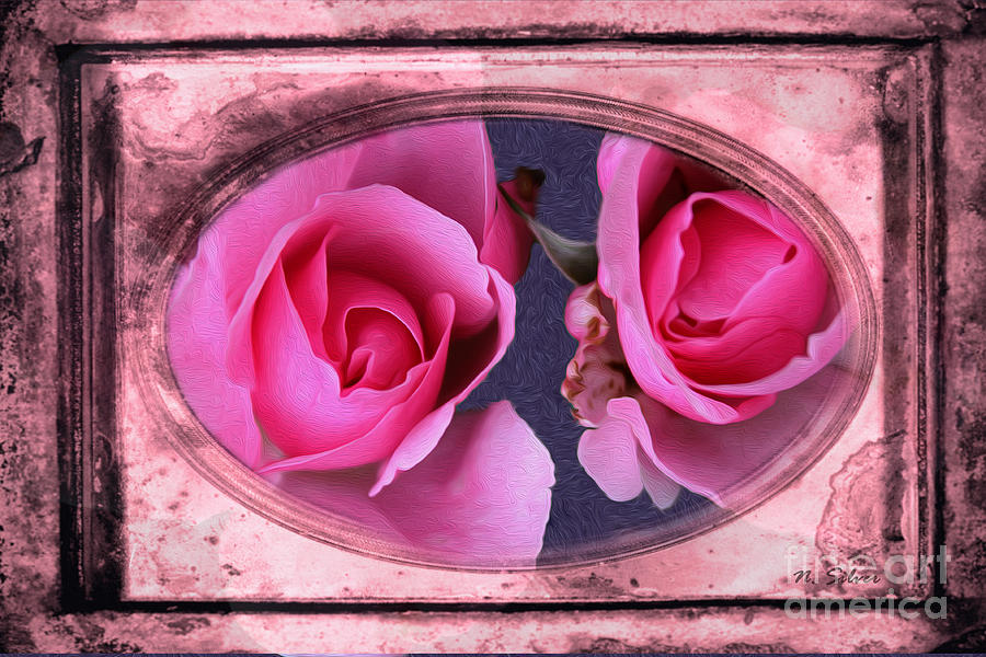 Vintage Rose Bud Plate Frame Painting Photograph by Nina Silver