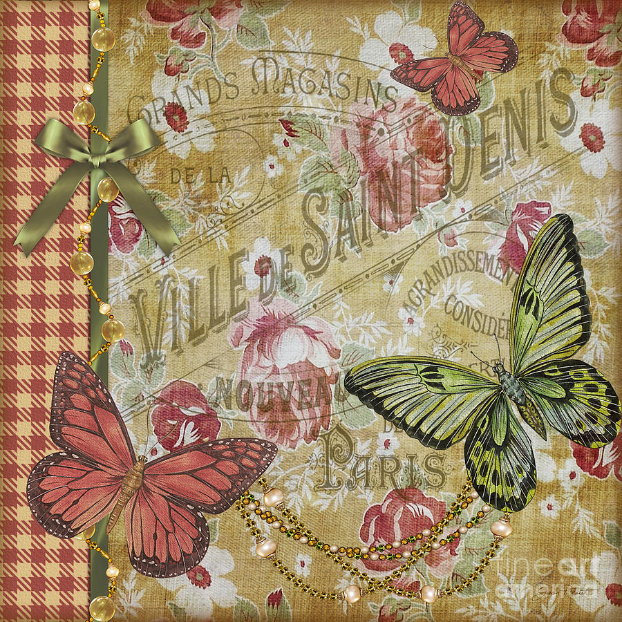 Butterfly Painting - Vintage Rose-JP3727 by Jean Plout