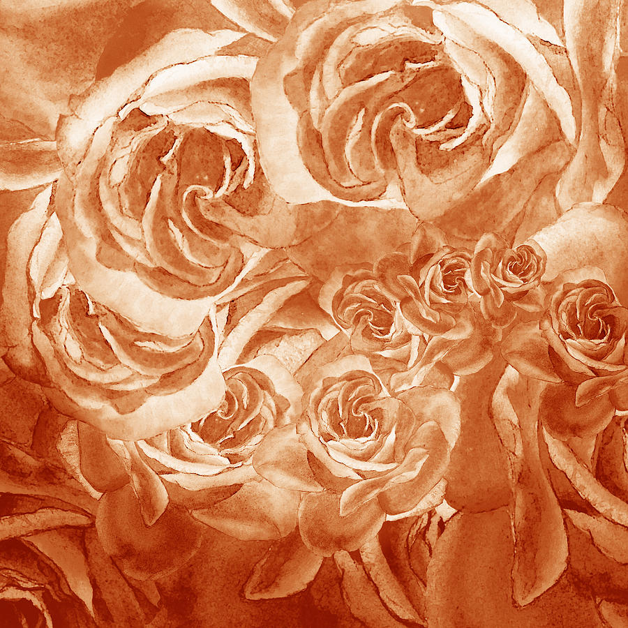 Vintage Rose Petals Abstract  Painting by Irina Sztukowski