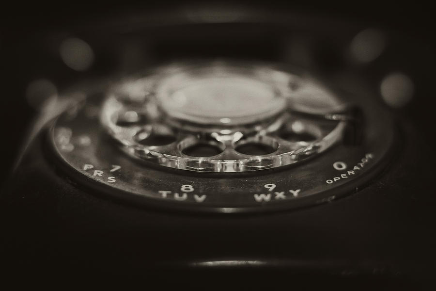 Vintage Rotary Phone Black and White Photograph by Terry DeLuco