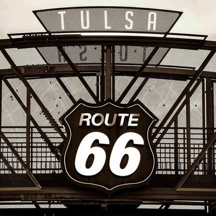 Vintage Photograph - Vintage Route 66 Tulsa Oklahoma - Sepia by Gregory Ballos