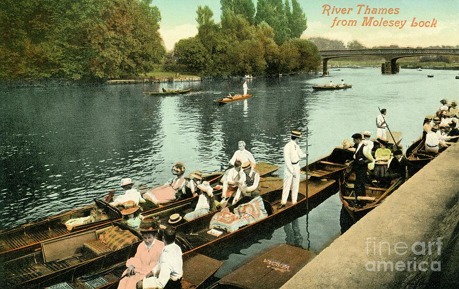 Vintage rowing River Thames Molesey Lock Photograph by Heidi De Leeuw