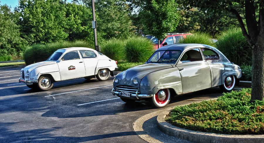 Vintage Photograph - Vintage Saab Car Duo HDR by Tony Grider