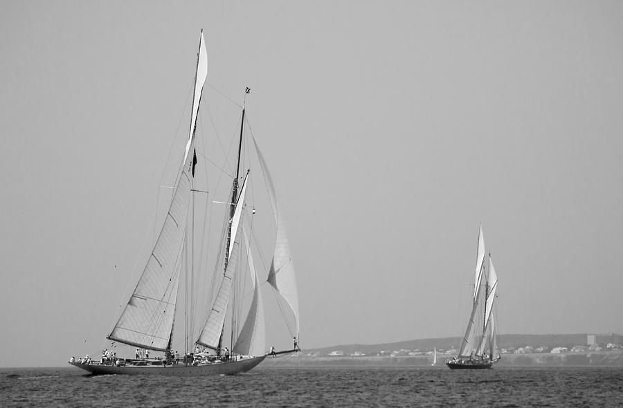 Vintage Sail Race In Black And White Photograph by Pedro Cardona Llambias