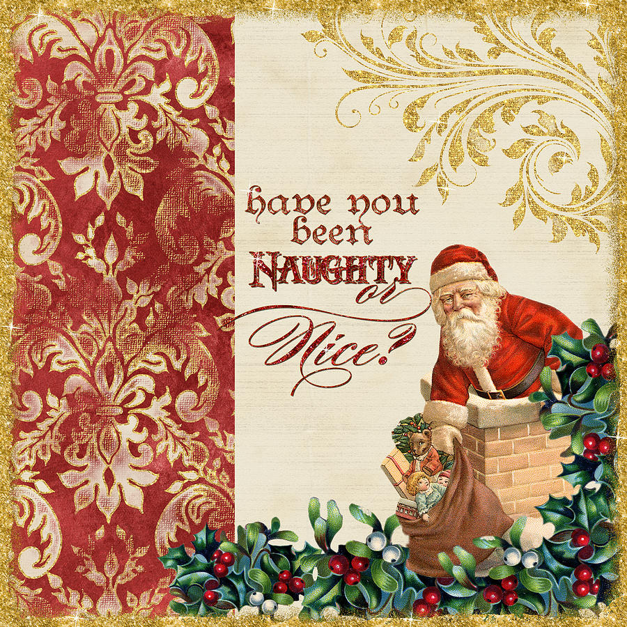 Vintage Painting - Vintage Santa Claus - Glittering Christmas 1 by Audrey Jeanne Roberts