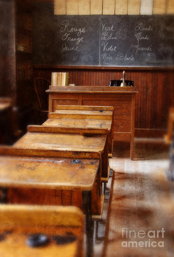 Vintage Photograph - Vintage School Room by Jill Battaglia