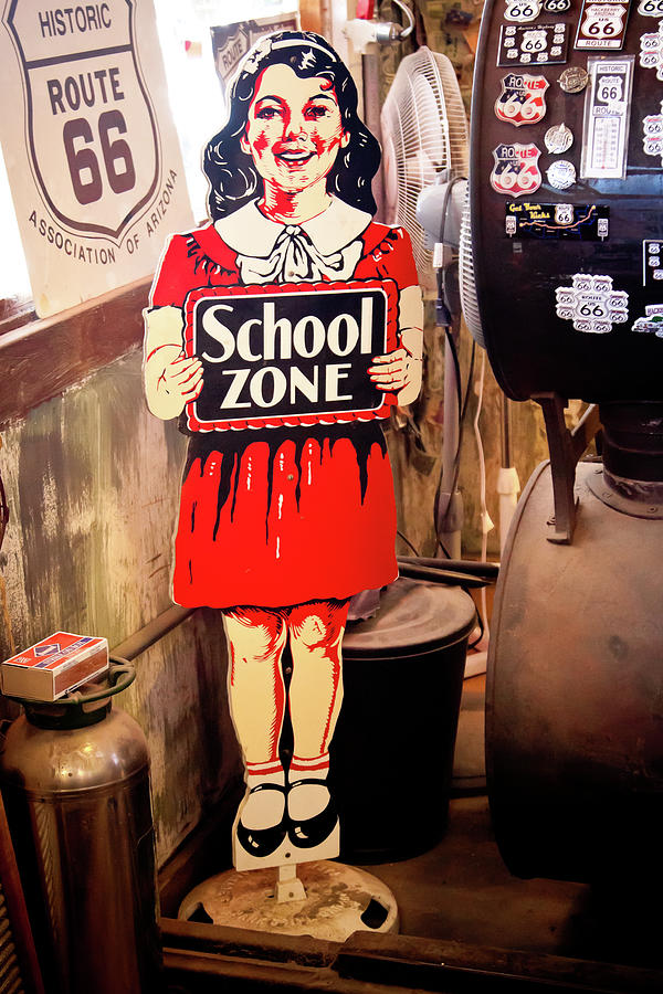 Vintage school zone sign Photograph by Tatiana Travelways