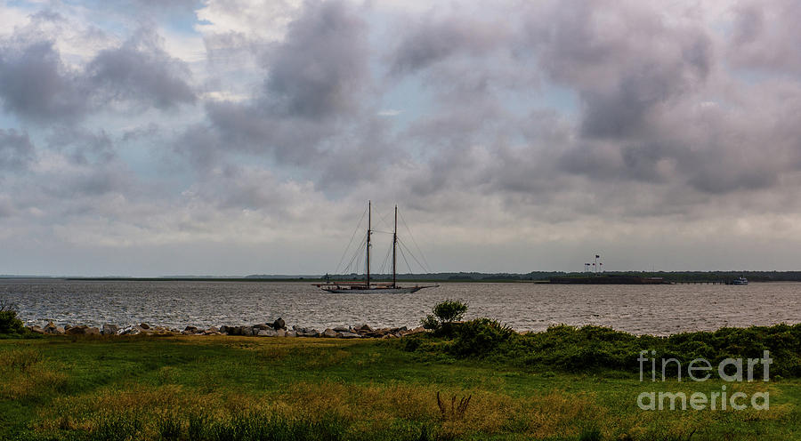 Vintage Schooner Sailing into Charleston South Carolina  Photograph by Dale Powell