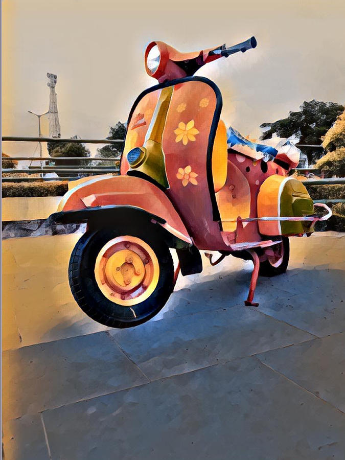 Vintage Photograph - Vintage Scooter by Satyajit Kharkar
